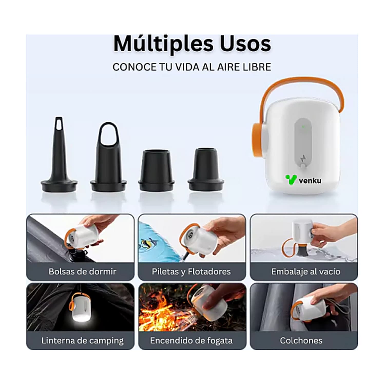 APS Inflador - Desinflador Portátil Inalámbrico LED para COLCHONES, FLOTADORES Y PISCINAS