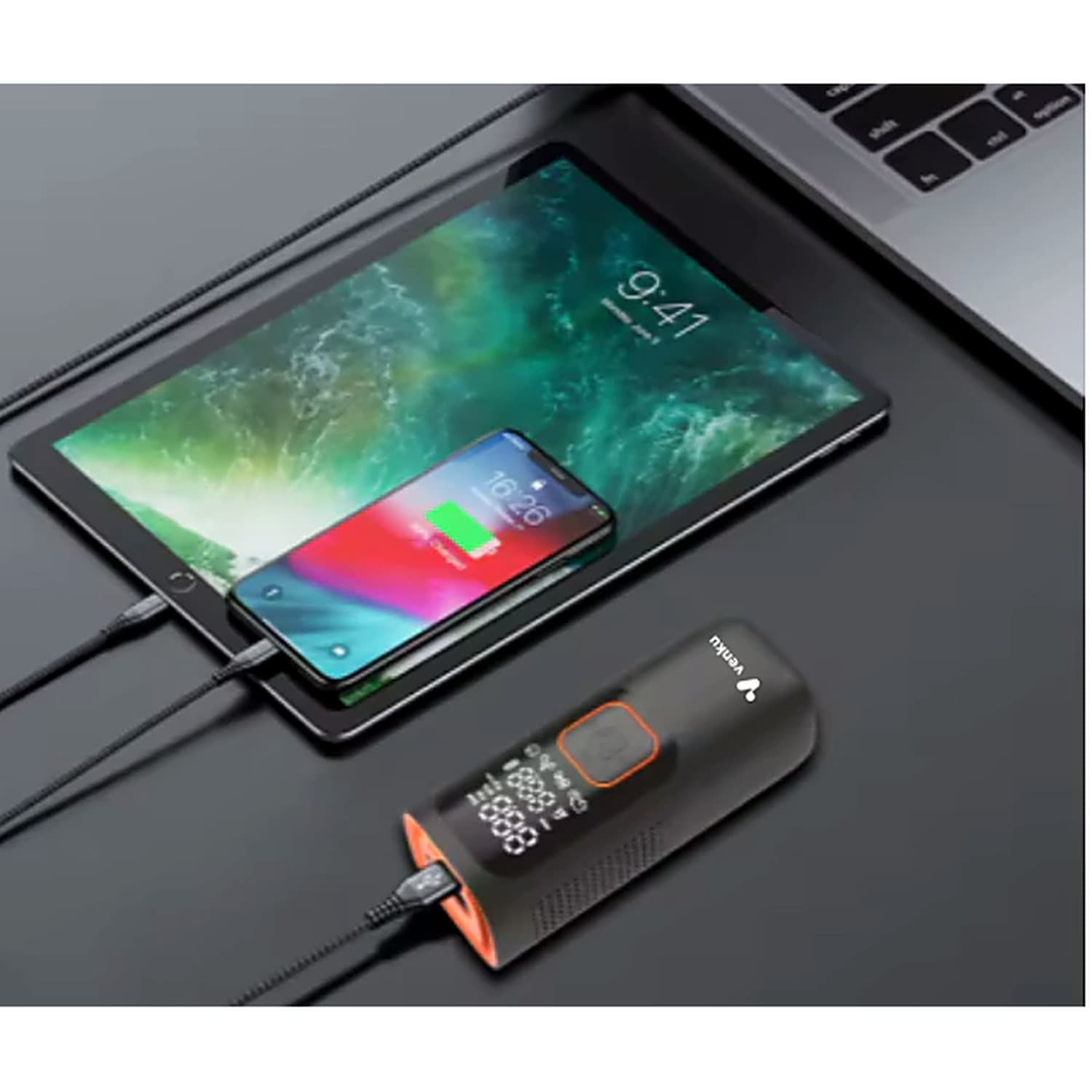 NW01 - Inflador y Compresor de Aire Portátil Inalámbrico, Linterna y Power Bank